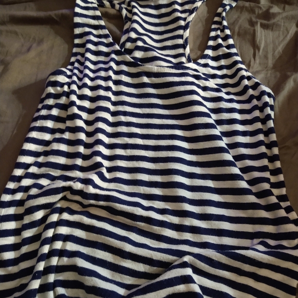 Navy & White Racer Back Striped High/Low Maxi - Picture 2 of 8